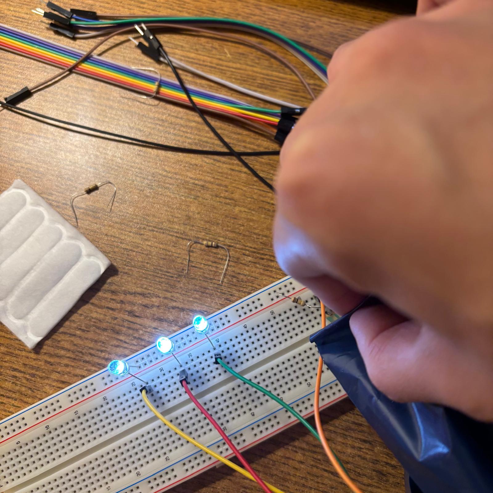 testing how the pressure sensor works through plastic