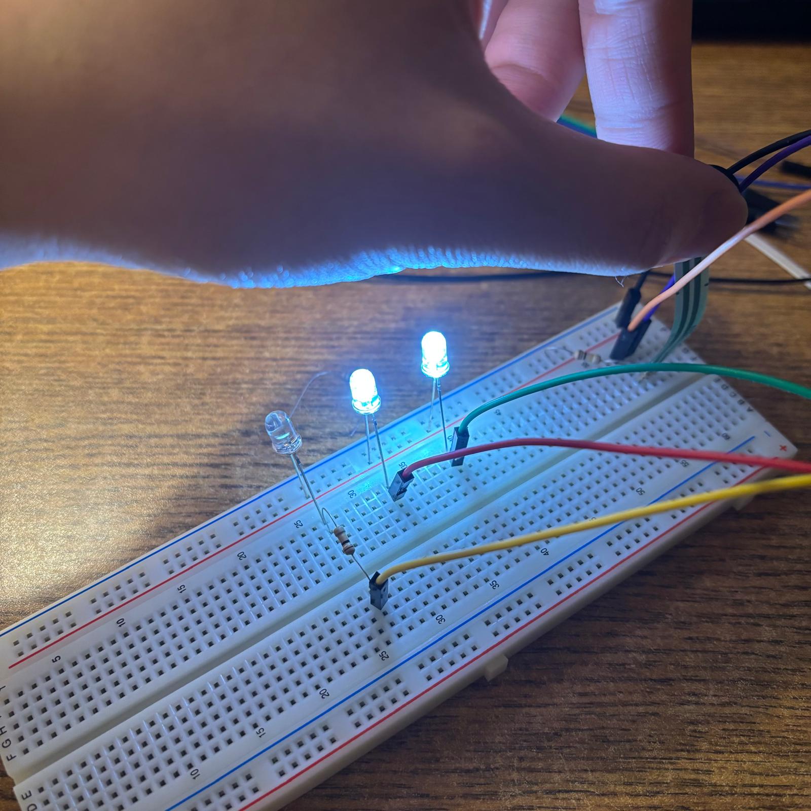 taking out the resistor so the LED can shine brighter through the materials