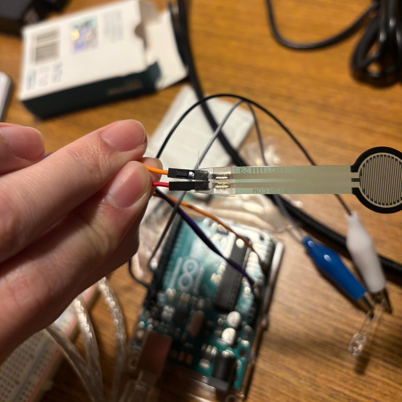 The leg of the sensor won't stay in the female jumper lead, so I used tape to secure it so it can be undone and reuse later